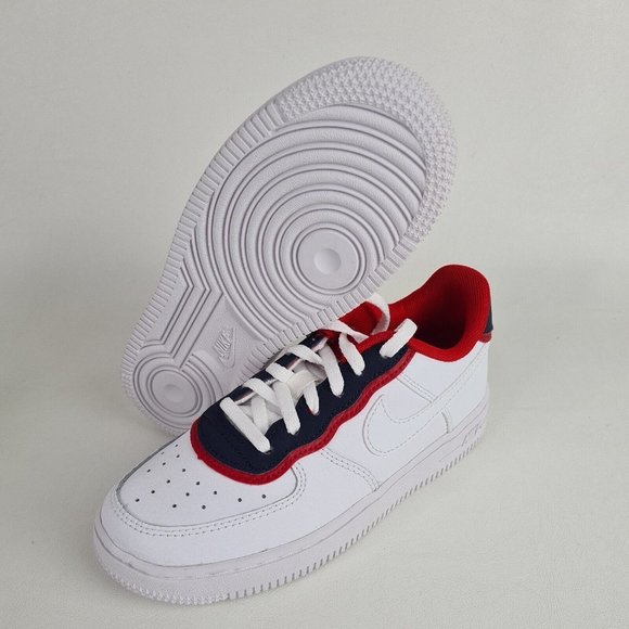 NIKE AIR FORCE 1 LV8 1 DBL White Sneakers Boys Shoes - Picture 9 of 11